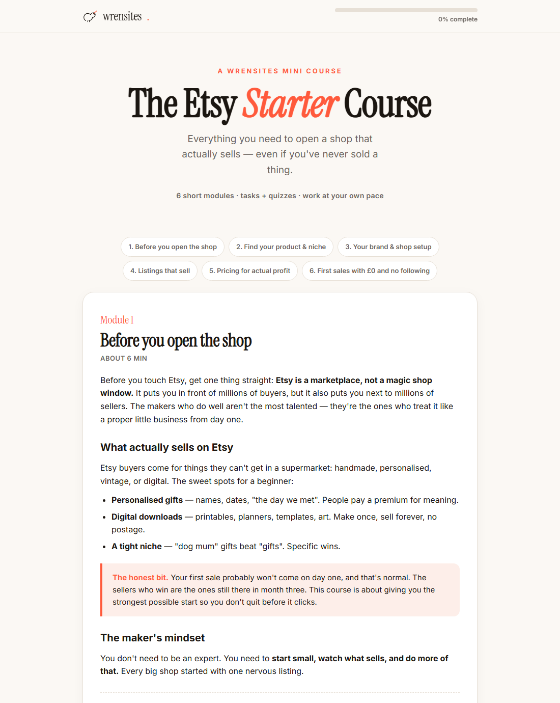 The Etsy Starter Course preview