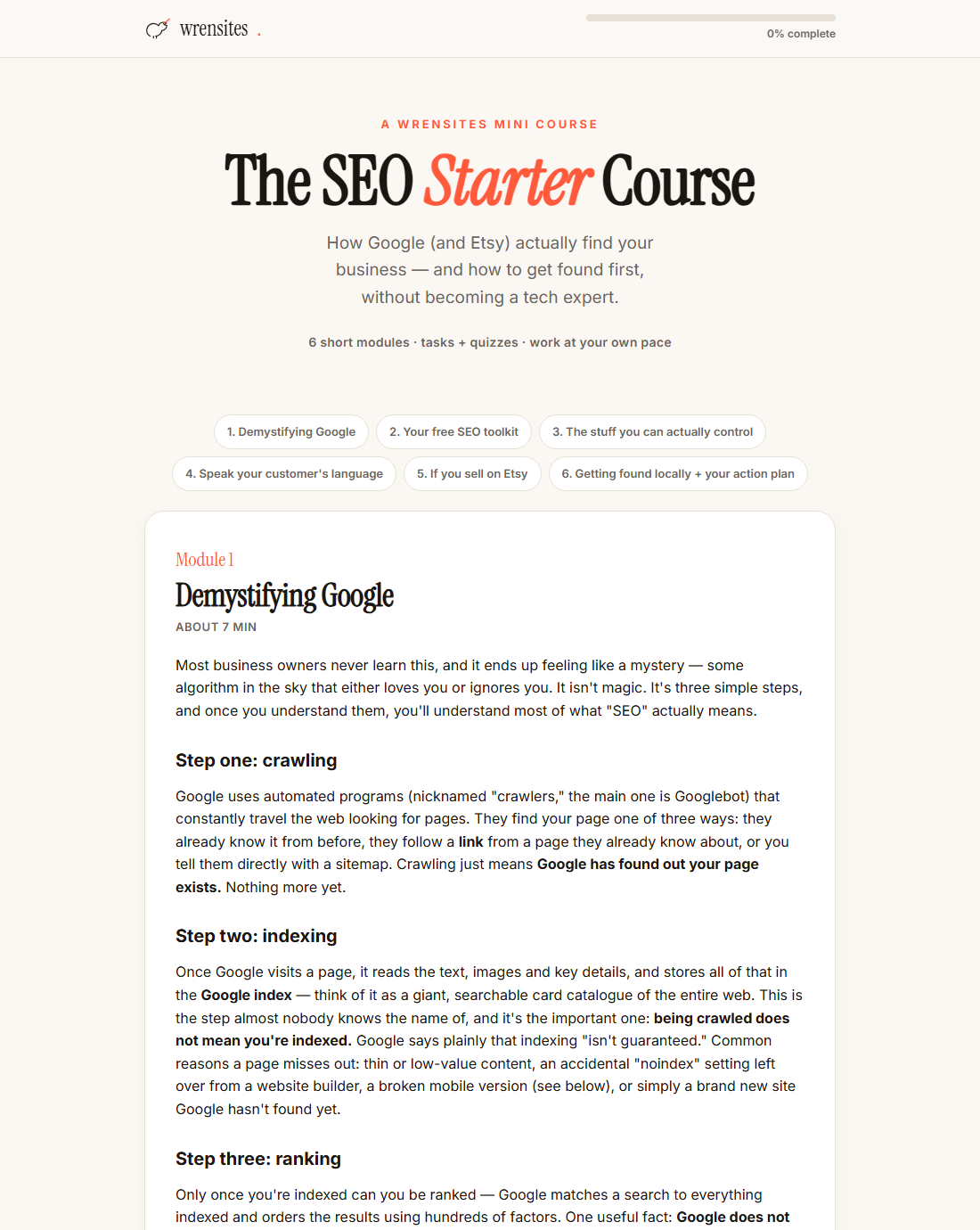 The SEO Starter Course preview